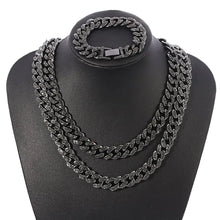 将图片加载到图库查看器，Black Iced Out Chain and Bracelet Set
