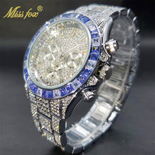 将图片加载到图库查看器，Luxury Gold Men&#39;s Watch Waterproof Stainless Steel Iced Bracelet
