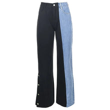 Load image into Gallery viewer, Black&amp;Blue Split Colored High-Waisted Women&#39;s Jeans
