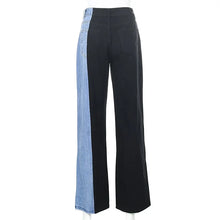 Load image into Gallery viewer, Black&amp;Blue Split Colored High-Waisted Women&#39;s Jeans
