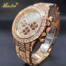 将图片加载到图库查看器，Luxury Gold Men&#39;s Watch Waterproof Stainless Steel Iced Bracelet
