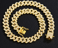 將圖片載入圖庫檢視器 Gold Plated Iced Out Chain for Men and Women Cuban Chain Necklace
