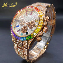 將圖片載入圖庫檢視器 Luxury Gold Men&#39;s Watch Waterproof Stainless Steel Iced Bracelet
