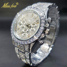 将图片加载到图库查看器，Luxury Gold Men&#39;s Watch Waterproof Stainless Steel Iced Bracelet
