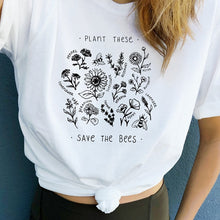 將圖片載入圖庫檢視器 Plant These T-Shirt Women Floral Print Tee Save The Bees Yellow Tops Plant More Trees Tumblr Tops
