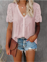 Load image into Gallery viewer, Shirt with Lace and V-neck
