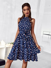 Load image into Gallery viewer, Flowy Belted Halter Sundress
