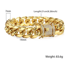 Load image into Gallery viewer, Miami Curb Cuban Chain Bracelet For Men Gold
