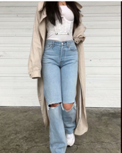 将图片加载到图库查看器，Women&#39;s Loose Fit Jeans Ripped Wide Leg
