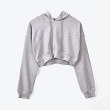 将图片加载到图库查看器，Hooded Crop Top Women&#39;s Sweatshirt Long Sleeve Lace Up
