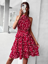 Load image into Gallery viewer, Flowy Belted Halter Sundress
