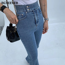 將圖片載入圖庫檢視器 Fashion Women Double Button Flare Jeans
