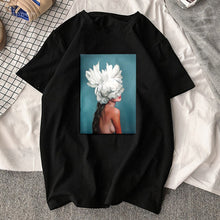 Load image into Gallery viewer, Sexy Flowers Feather Print Short Sleeve Tops
