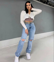 Load image into Gallery viewer, Women&#39;s Loose Fit Jeans Ripped Wide Leg
