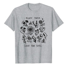 Load image into Gallery viewer, Plant These T-Shirt Women Floral Print Tee Save The Bees Yellow Tops Plant More Trees Tumblr Tops
