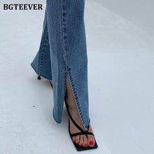 将图片加载到图库查看器，Fashion Women Double Button Flare Jeans
