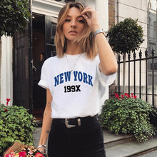 將圖片載入圖庫檢視器 2023 New Womens T-Shirts New York Fashion Short Sleeve T-Shirt USA Letter Print Graphic Tee Shirts Summer Casual Clothes Tops
