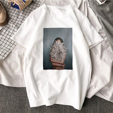 Load image into Gallery viewer, Sexy Flowers Feather Print Short Sleeve Tops
