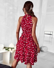 Load image into Gallery viewer, Flowy Belted Halter Sundress
