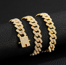 將圖片載入圖庫檢視器 Gold Plated Iced Out Chain for Men and Women Cuban Chain Necklace
