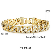 将图片加载到图库查看器，Miami Curb Cuban Chain Bracelet For Men Gold
