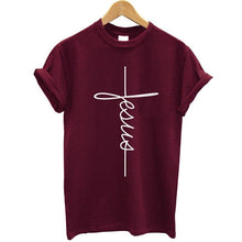 將圖片載入圖庫檢視器 Christian Cross Print Tops Female T-Shirt
