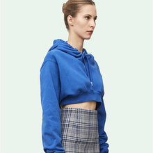 将图片加载到图库查看器，Hooded Crop Top Women&#39;s Sweatshirt Long Sleeve Lace Up
