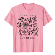 Load image into Gallery viewer, Plant These T-Shirt Women Floral Print Tee Save The Bees Yellow Tops Plant More Trees Tumblr Tops
