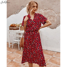 Load image into Gallery viewer, Women&#39;s V-Neck Flowy T-Shirt Dress
