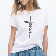 將圖片載入圖庫檢視器 Christian Cross Print Tops Female T-Shirt
