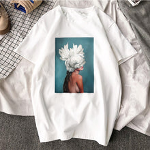 Load image into Gallery viewer, Sexy Flowers Feather Print Short Sleeve Tops
