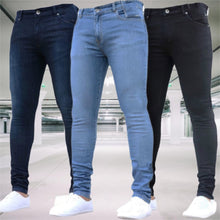 將圖片載入圖庫檢視器 Men&#39;s Pants Retro Washing Zipper Stretch Jeans
