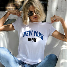 将图片加载到图库查看器，2023 New Womens T-Shirts New York Fashion Short Sleeve T-Shirt USA Letter Print Graphic Tee Shirts Summer Casual Clothes Tops
