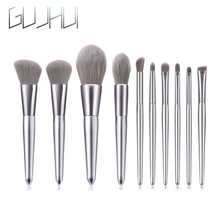 Load image into Gallery viewer, Eyebrow and Eye Shadow Makeup Brushes Silver Set
