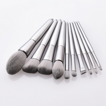 Load image into Gallery viewer, Eyebrow and Eye Shadow Makeup Brushes Silver Set
