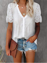 Load image into Gallery viewer, Shirt with Lace and V-neck
